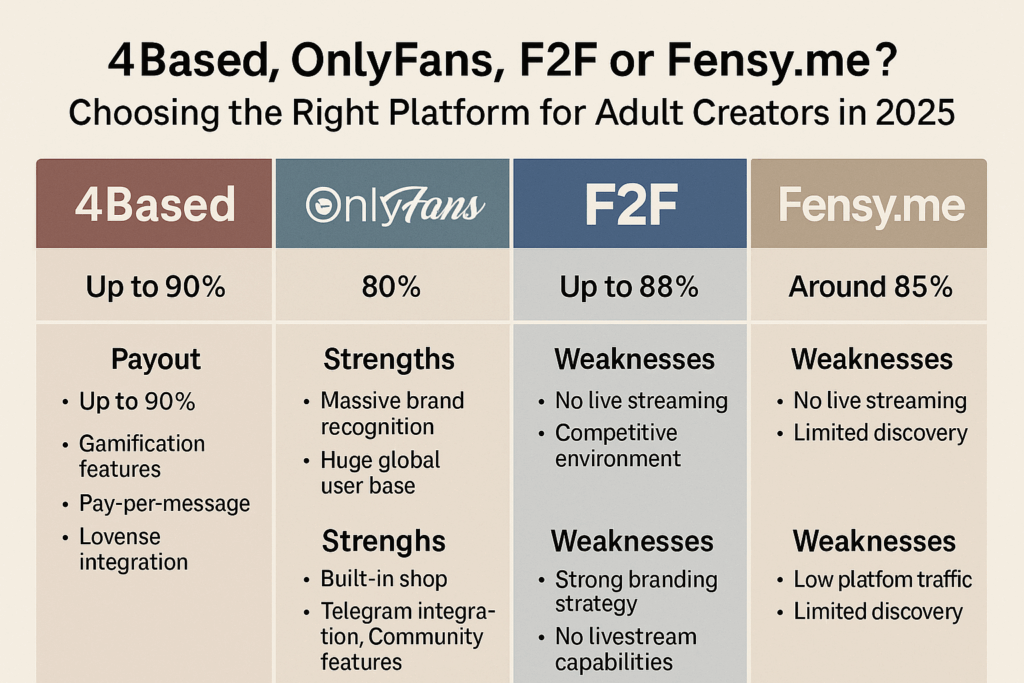 OnlyFans, 4Based, F2F, or Fensy.me: Which Adult Creator Platform Wins in 2025?